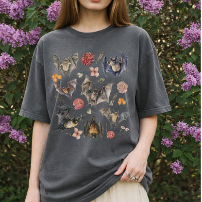 Floral Watercolor Bats T-Shirt