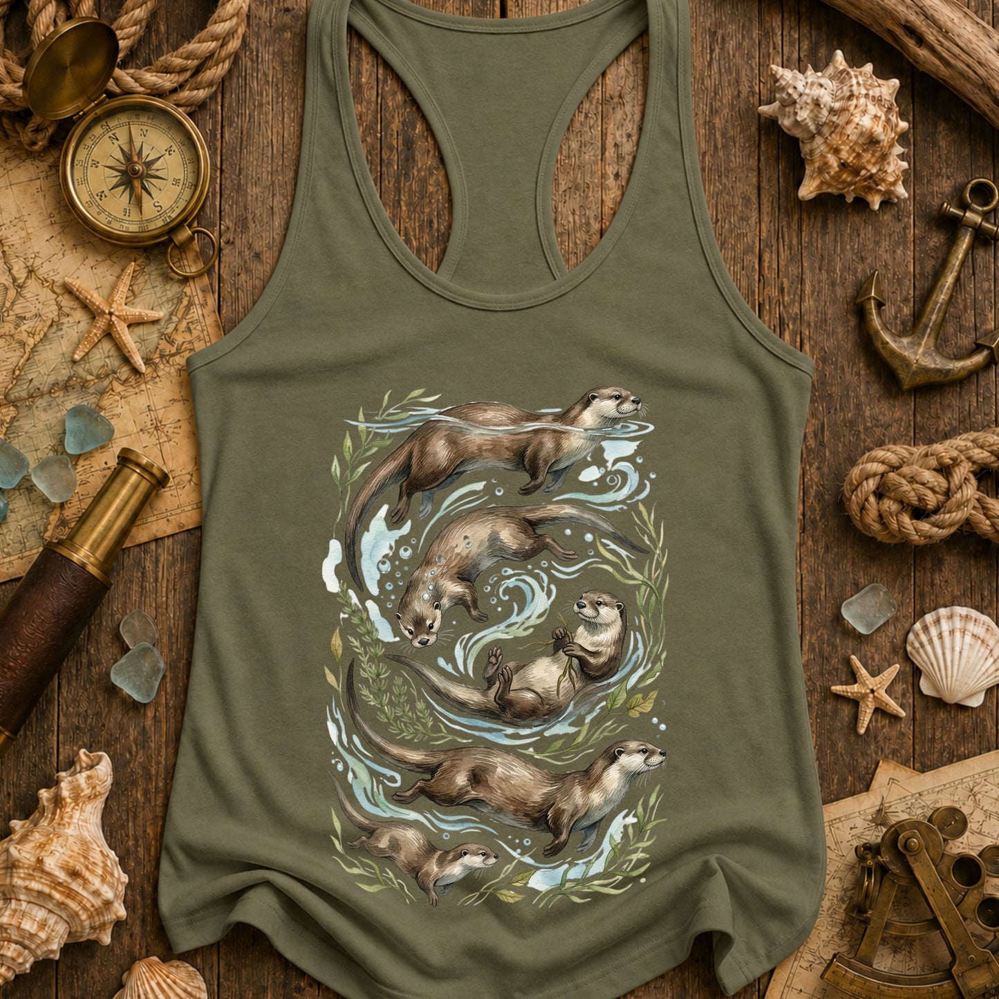 River Otter Watercolor Racerback Tank Top
