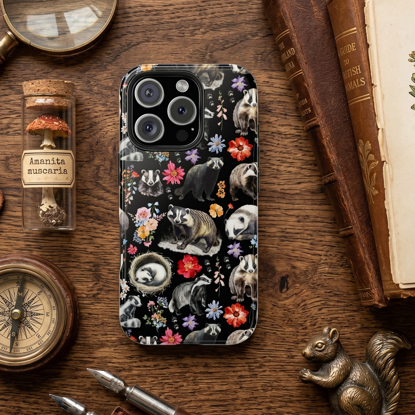 Floral Badger Tough Phone Case