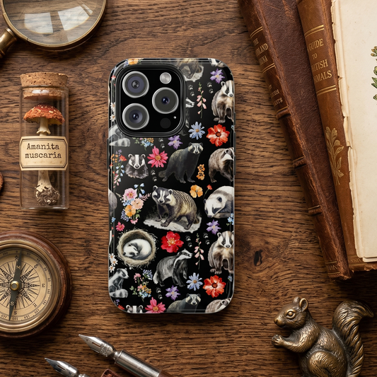 Floral Badger Tough Phone Case