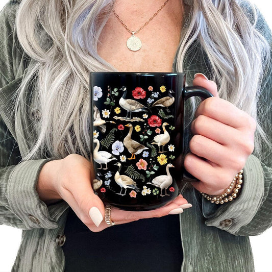 15 Ounce Mug with floral goose print