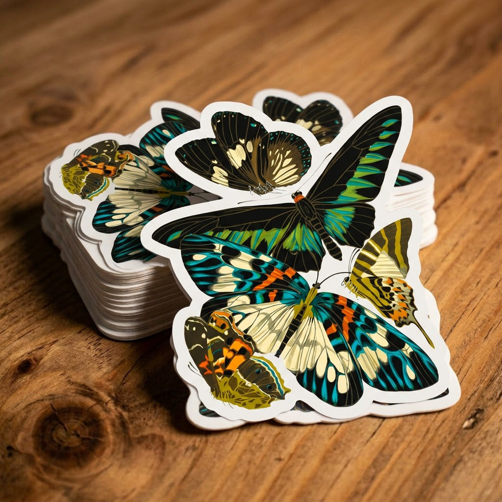 Vintage Butterflies Clear Die Cut Sticker