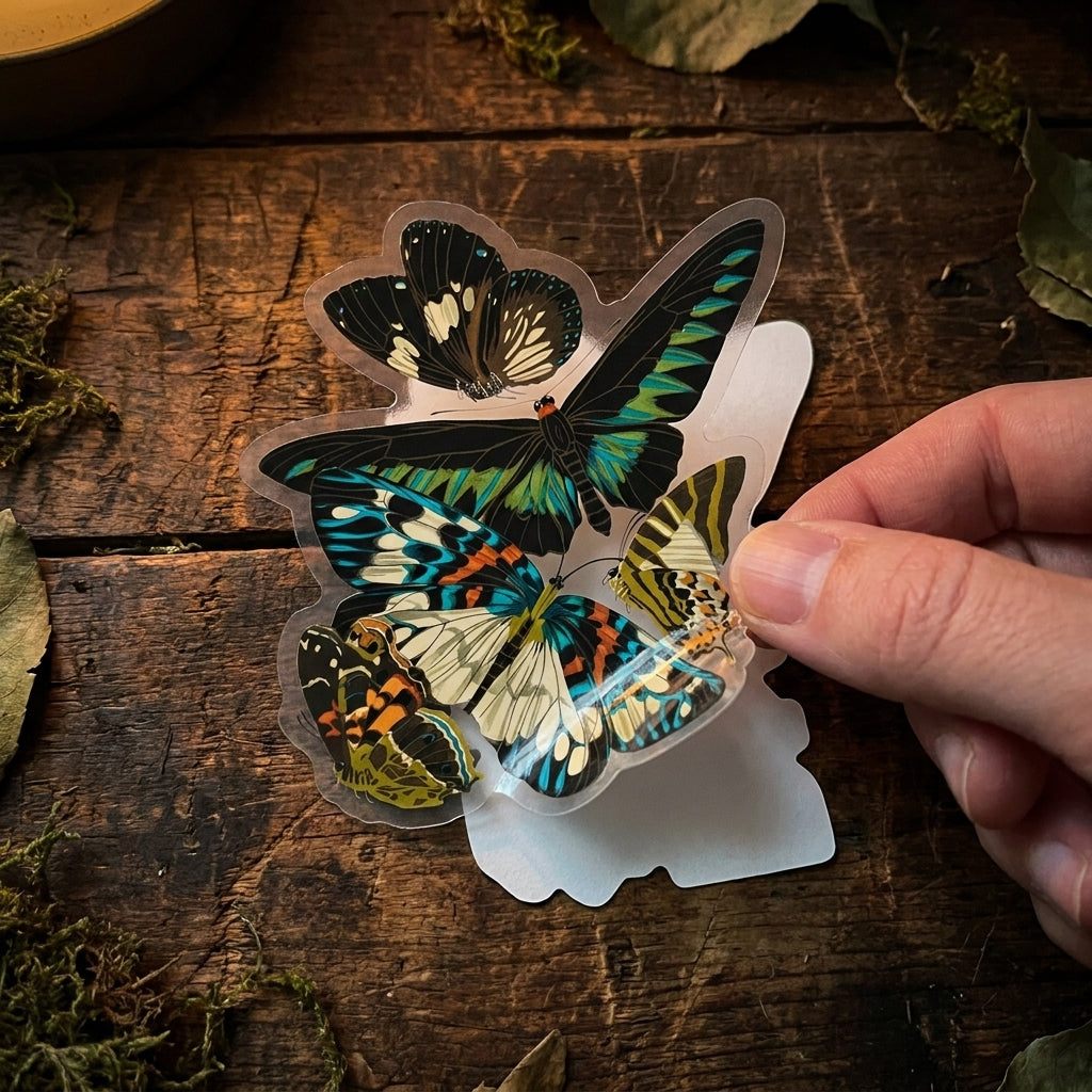 Vintage Butterflies Clear Die Cut Sticker